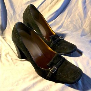 Bally square toe suede heels size US 6 EUR 36